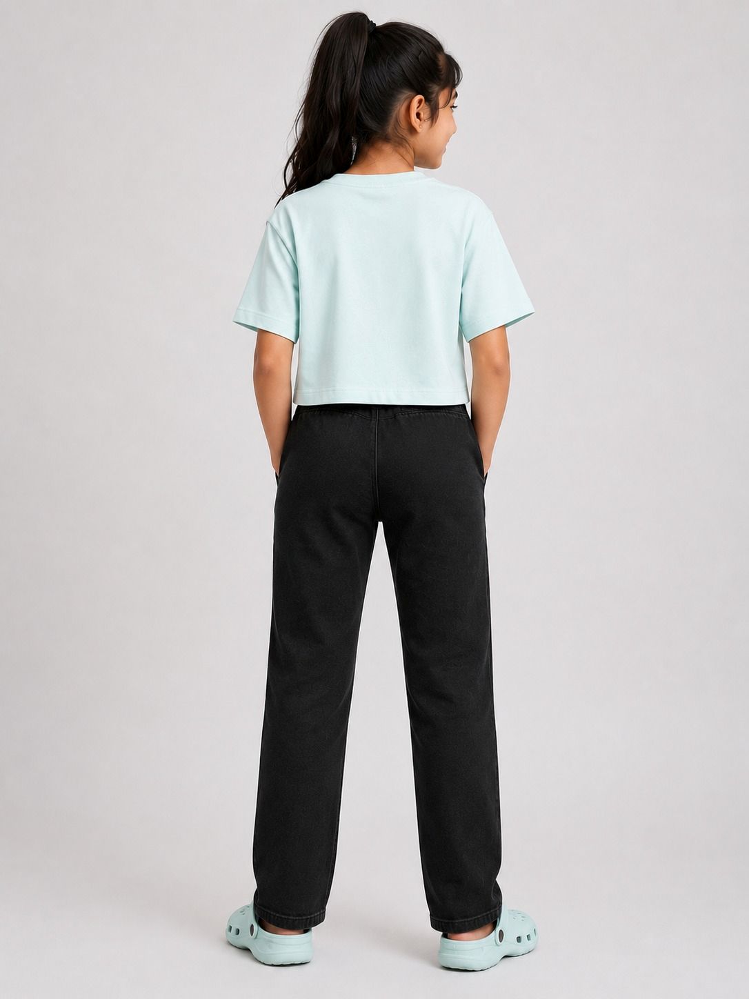Kidello Girls Oversized Relaxed Fit Boxy Crop Top | Premium High GSM Cotton | Soft & Breathable | Casual Everyday T-Shirt