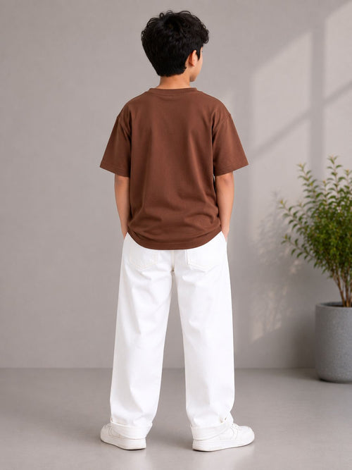 Kidello Boys Oversized Relaxed Fit Boxy T-Shirt | Premium High GSM Cotton | Soft & Breathable | Casual Everyday T-Shirt