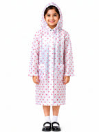 Kidello Kids Transparent Raincoat with Polka Dots | Waterproof Hooded Raincoat | School Rain Wear