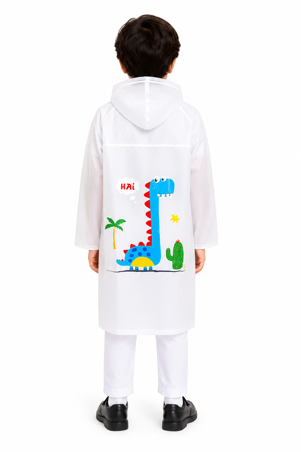 KIDELLO Kids Printed Raincoat – Dino Theme | Waterproof Hooded Raincoat for Boys & Girls