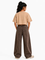 Kidello Girls Oversized Relaxed Fit Boxy Crop Top | Premium High GSM Cotton | Soft & Breathable | Casual Everyday T-Shirt
