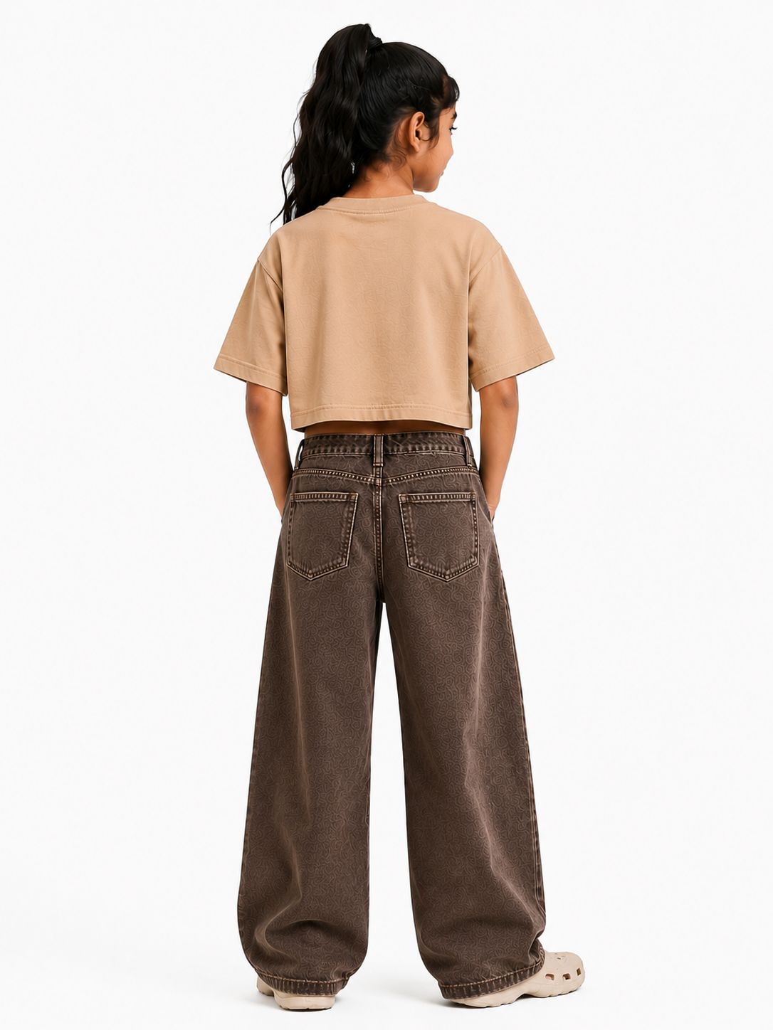 Kidello Girls Oversized Relaxed Fit Boxy Crop Top | Premium High GSM Cotton | Soft & Breathable | Casual Everyday T-Shirt