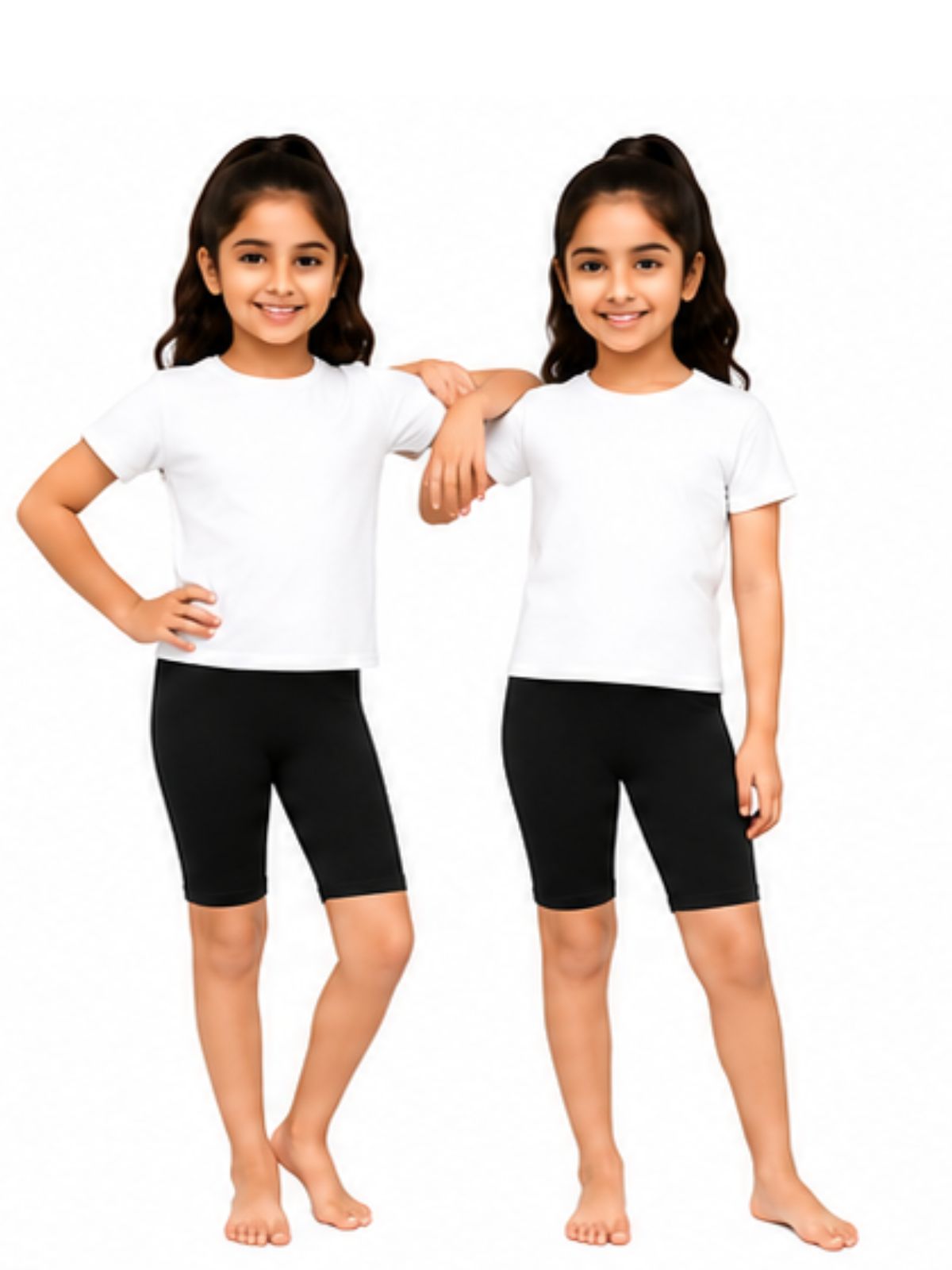 Kidello Girls Cotton Lycra Cycling Shorts Pack of 2