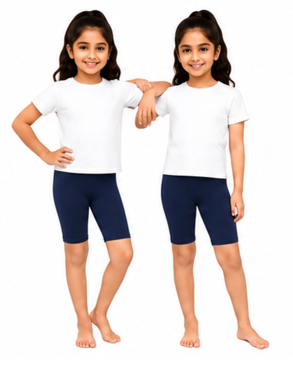 Kidello Girls Cotton Lycra Cycling Shorts Pack of 2