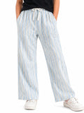 Kidello Girls Cotton Textured Palazzo Pant | Soft Cotton Wide Leg Pants with Elastic Waist & Drawstring