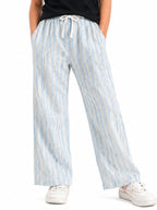Kidello Girls Cotton Textured Palazzo Pant | Soft Cotton Wide Leg Pants with Elastic Waist & Drawstring