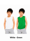 KIDELLO Boys Pure Cotton Sleeveless T-Shirt | Soft Breathable Round Neck Vest Tee for Kids | Regular Fit Summer Wear (Pack of 2)