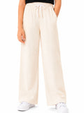 Kidello Girls Cotton Textured Palazzo Pant | Soft Cotton Wide Leg Pants with Elastic Waist & Drawstring