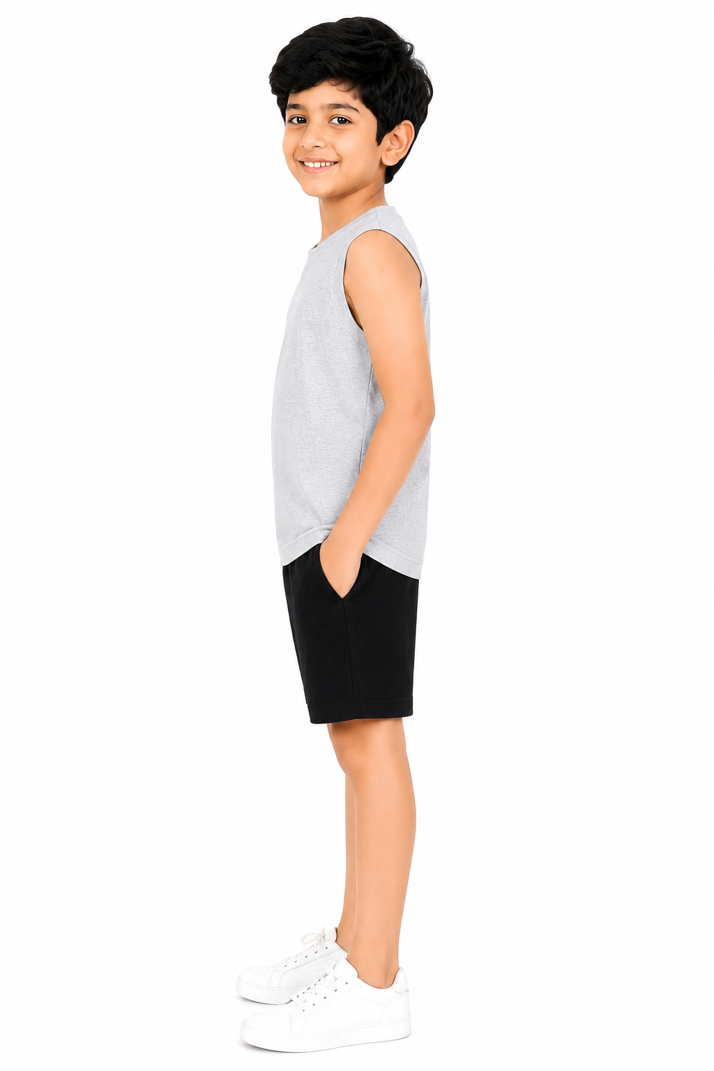 KIDELLO Boys Pure Cotton Sleeveless T-Shirt | Soft Breathable Round Neck Vest Tee for Kids | Regular Fit Summer Wear