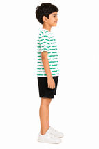 KIDELLO Boys Crocodile Print T-Shirt | 100% Cotton Graphic Printed Round Neck Tee for Kids | Soft Casual Summer Wear