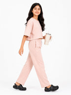Kidello Girls Cotton Co-ord Set | Oversized Crop Top & Track Pant