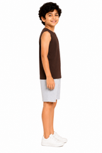 KIDELLO Boys Pure Cotton Sleeveless T-Shirt | Soft Breathable Round Neck Vest Tee for Kids | Regular Fit Summer Wear