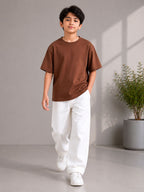Kidello Boys Oversized Relaxed Fit Boxy T-Shirt | Premium High GSM Cotton | Soft & Breathable | Casual Everyday T-Shirt
