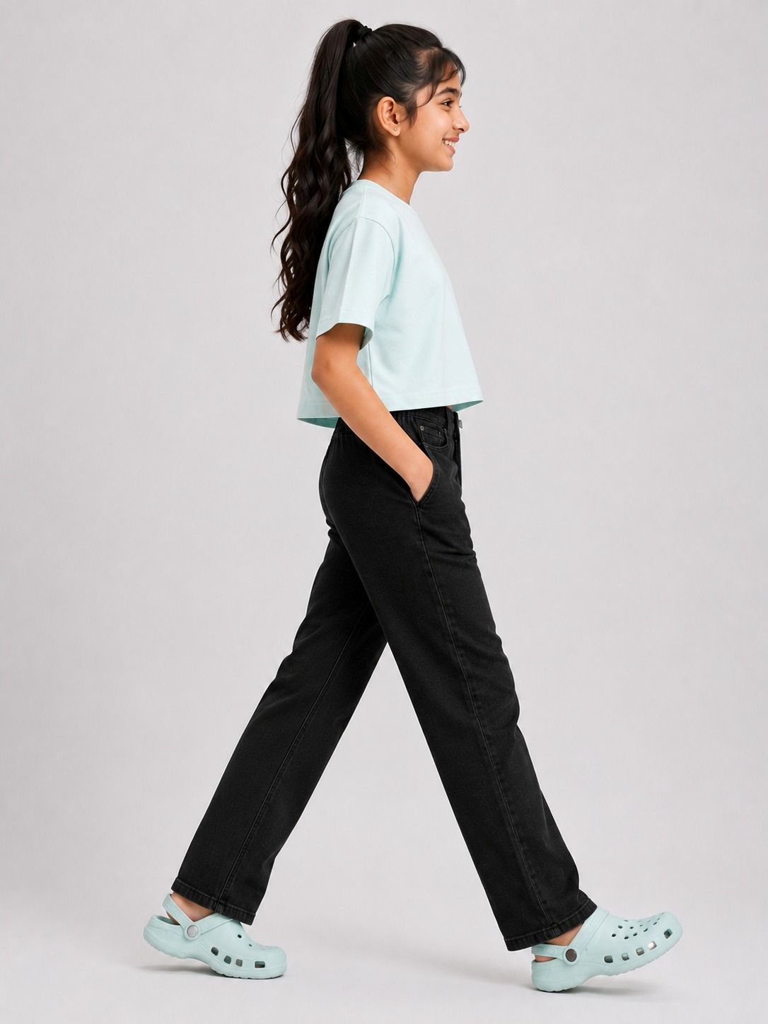 Kidello Girls Oversized Relaxed Fit Boxy Crop Top | Premium High GSM Cotton | Soft & Breathable | Casual Everyday T-Shirt
