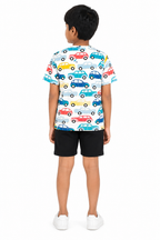 KIDELLO Boys Car Print T-Shirt | 100% Cotton Graphic Printed Round Neck Tee for Kids | Soft Casual Wear