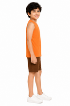 KIDELLO Boys Pure Cotton Sleeveless T-Shirt | Soft Breathable Round Neck Vest Tee for Kids | Regular Fit Summer Wear