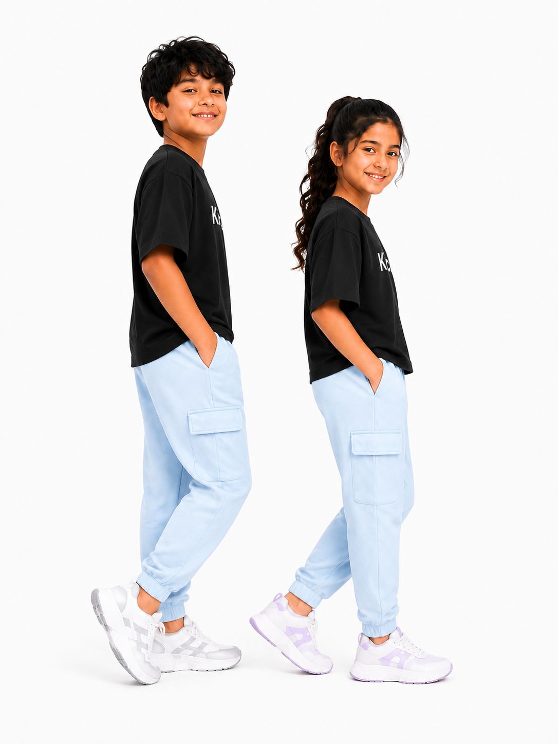 Kidello Kids Unisex Cargo Joggers | Relaxed Fit Cotton Jogger Pants
