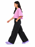 Kidello Girls Oversized Relaxed Fit Boxy Crop Top | Premium High GSM Cotton | Soft & Breathable | Casual Everyday T-Shirt