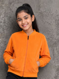 Kidello Girls Velvet Jacket | Full Zip Jacket with Kangaroo Pocket | Soft & Warm Winter Jacket for Kids