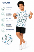 KIDELLO Boys Skateboard Print T-Shirt | 100% Cotton Graphic Printed Round Neck Tee for Kids | Casual Summer Wear