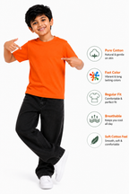 KIDELLO Boys Pure Cotton Round Neck T-Shirt | Soft Breathable Casual Wear for Kids | Regular Fit Half Sleeve Tee