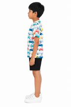 KIDELLO Boys Car Print T-Shirt | 100% Cotton Graphic Printed Round Neck Tee for Kids | Soft Casual Wear
