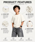 Kidello Boys Oversized Relaxed Fit Boxy T-Shirt | Premium High GSM Cotton | Soft & Breathable | Casual Everyday T-Shirt