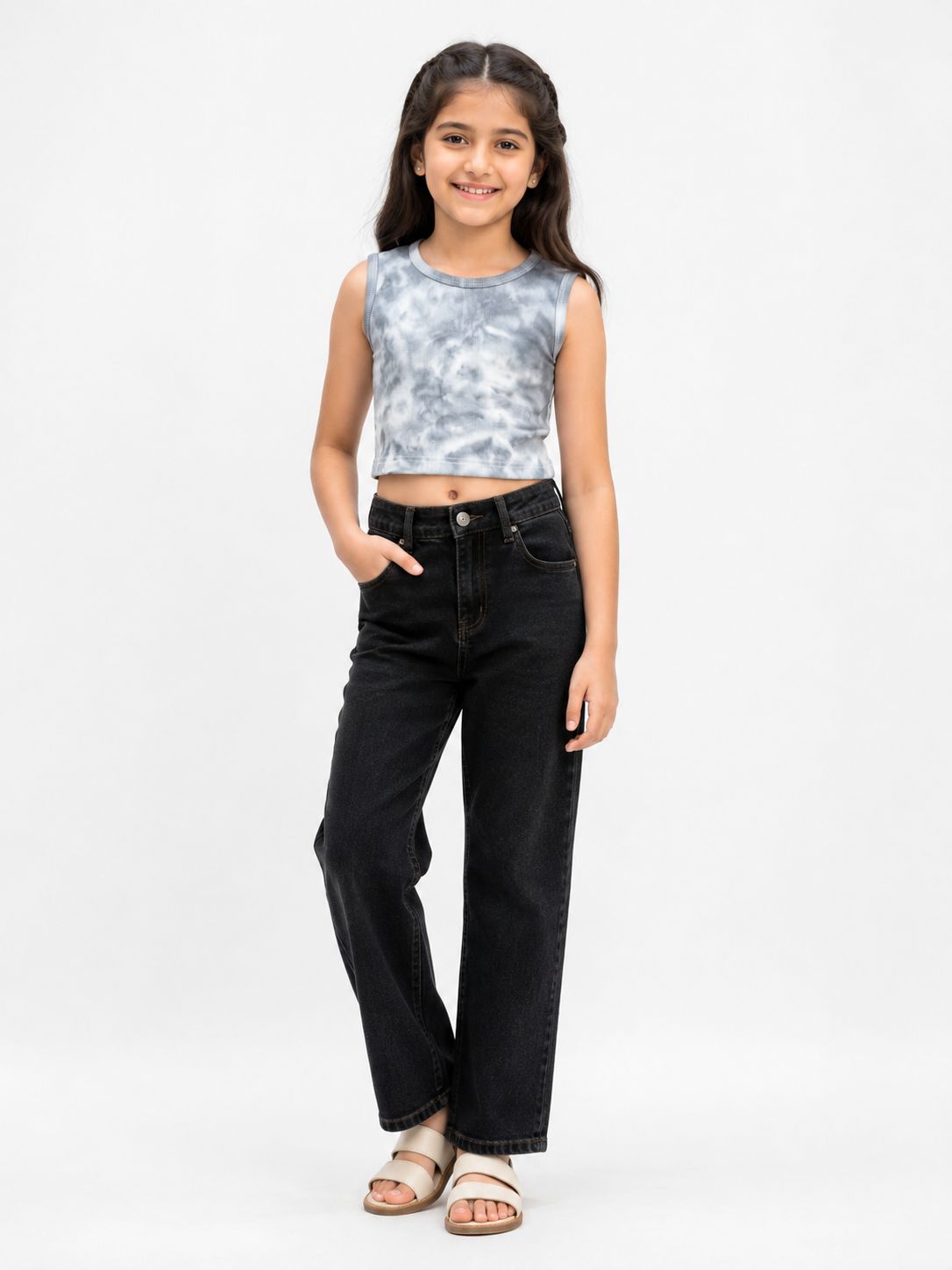 Kidello Girls Cotton Ribbed Crop Top | Sleeveless Casual Top