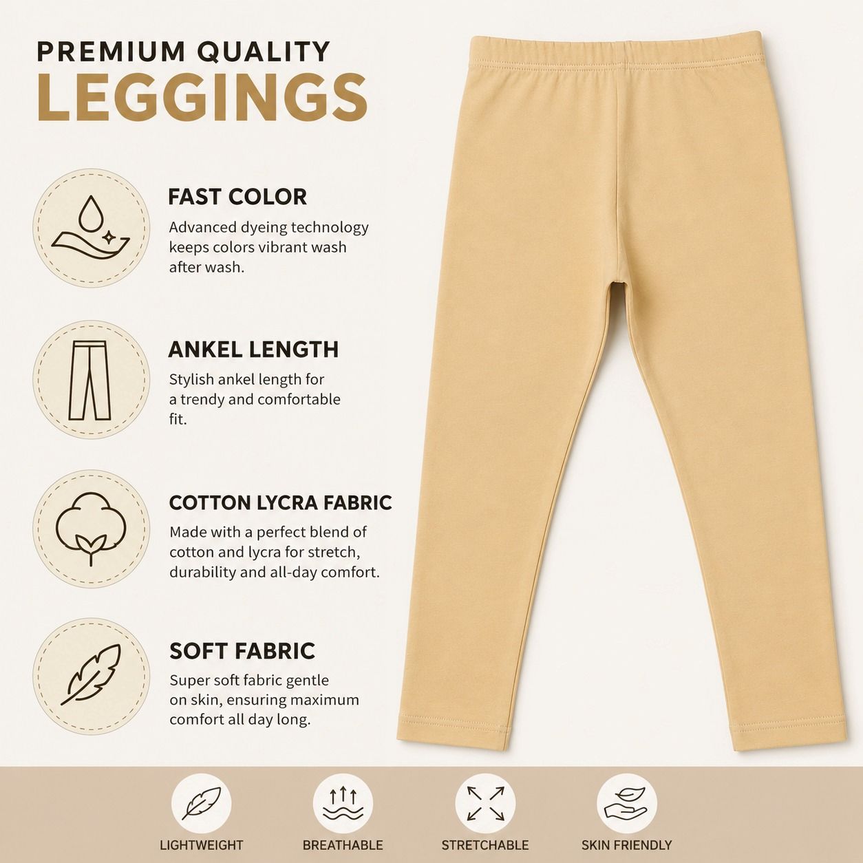 Kidello Girls Cotton Lycra Ankle Leggings Pack of 2