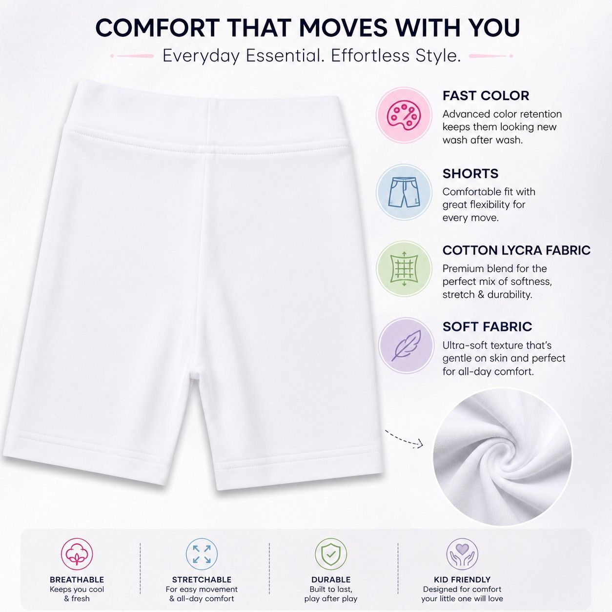 Kidello Girls Cotton Lycra Cycling Shorts Pack of 2
