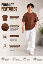 Kidello Boys Oversized Relaxed Fit Boxy T-Shirt | Premium High GSM Cotton | Soft & Breathable | Casual Everyday T-Shirt