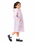 Kidello Kids Transparent Raincoat with Polka Dots | Waterproof Hooded Raincoat | School Rain Wear