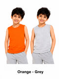 KIDELLO Boys Pure Cotton Sleeveless T-Shirt | Soft Breathable Round Neck Vest Tee for Kids | Regular Fit Summer Wear (Pack of 2)