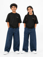 Kidello Kids Wide Leg Fit Jeans for Boys & Girls | Premium Cotton Denim | Mid Rise