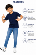 KIDELLO Boys Pure Cotton Round Neck T-Shirt | Soft Breathable Casual Wear for Kids | Regular Fit Half Sleeve Tee