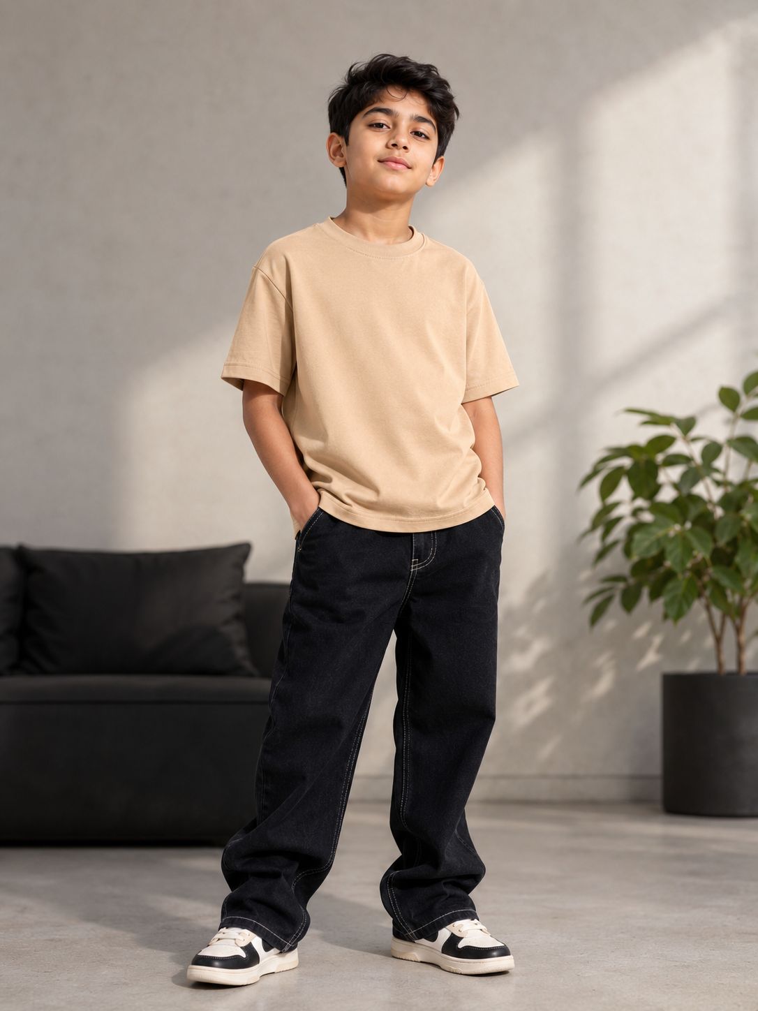 Kidello Boys Oversized Relaxed Fit Boxy T-Shirt | Premium High GSM Cotton | Soft & Breathable | Casual Everyday T-Shirt