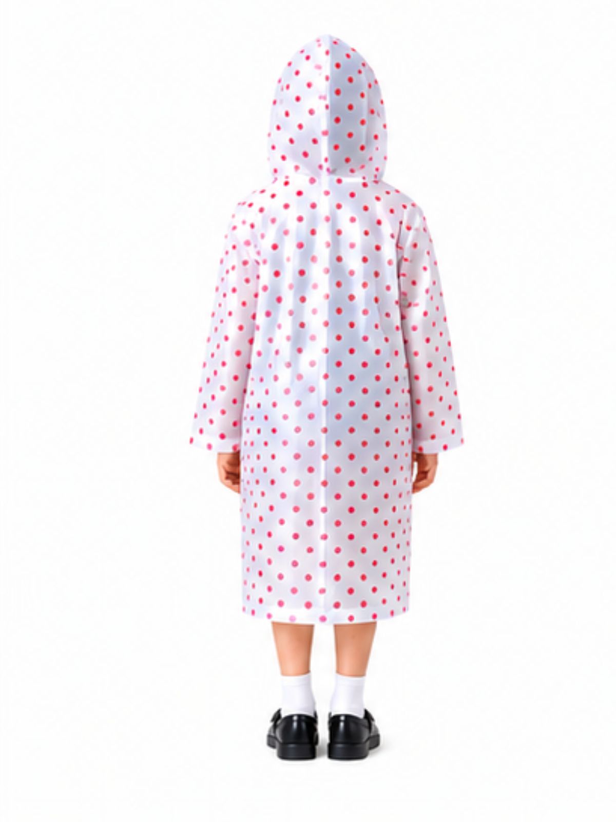 Kidello Kids Transparent Raincoat with Polka Dots | Waterproof Hooded Raincoat | School Rain Wear