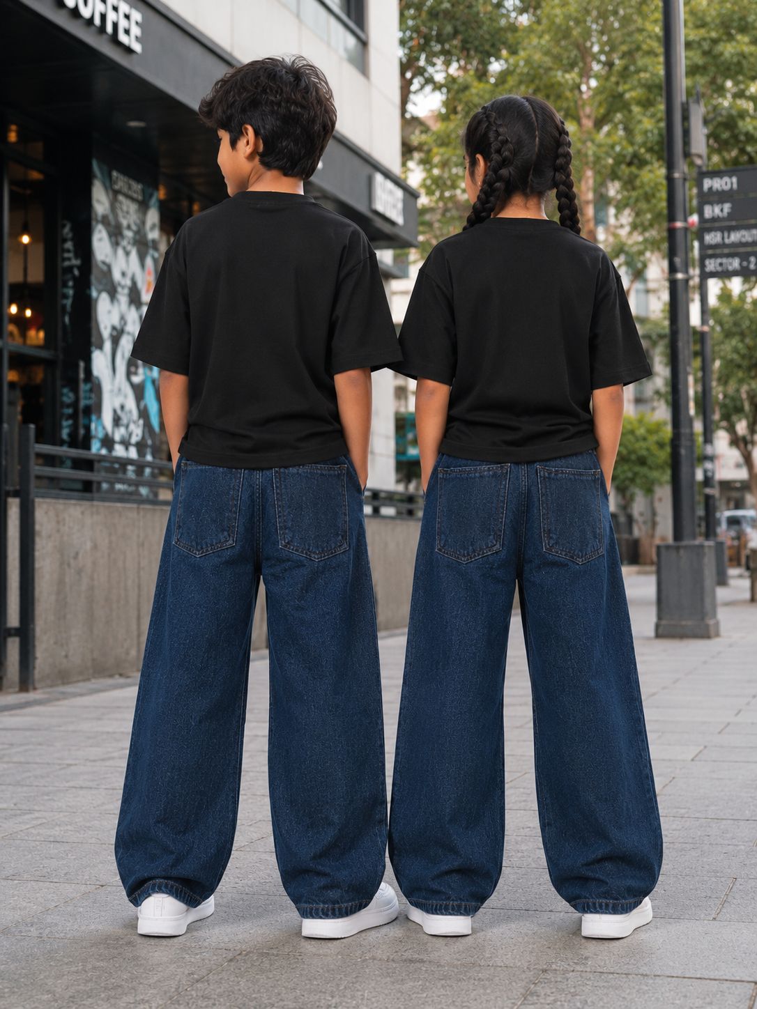 Kidello Kids Wide Leg Fit Jeans for Boys & Girls | Premium Cotton Denim | Mid Rise