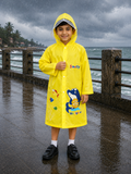 KIDELLO Kids Waterproof Yellow Dolphin Printed Raincoat with Hood – Lightweight Full Sleeve Rainwear for Boys & Girls