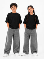Kidello Kids Wide Leg Fit Jeans for Boys & Girls | Premium Cotton Denim | Mid Rise