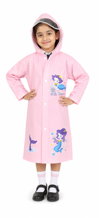 KIDELLO Kids Mermaid Printed Raincoat – Waterproof Hooded Raincoat for Girls