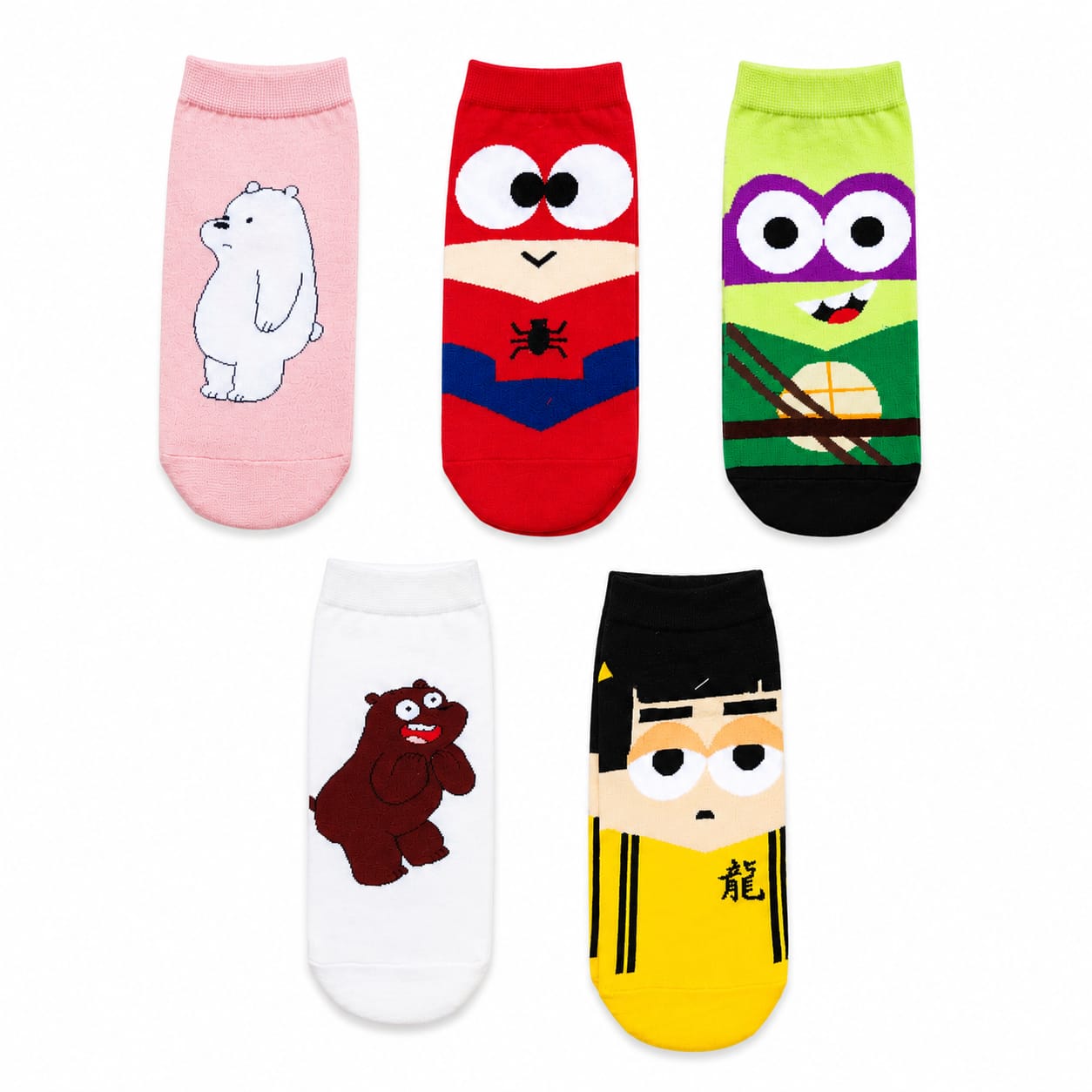KIDELLO Kids Cartoon Ankle Socks – Pack of 5 Age 7-12 Years