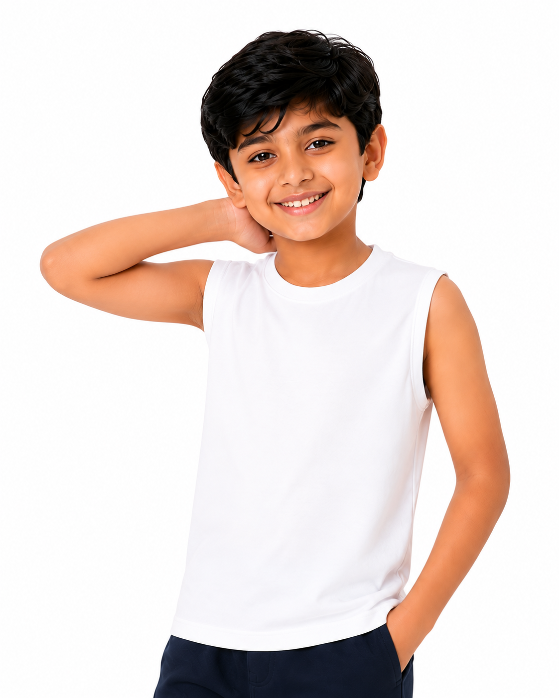 KIDELLO Boys Pure Cotton Sleeveless T-Shirt | Soft Breathable Round Neck Vest Tee for Kids | Regular Fit Summer Wear (Pack of 2)