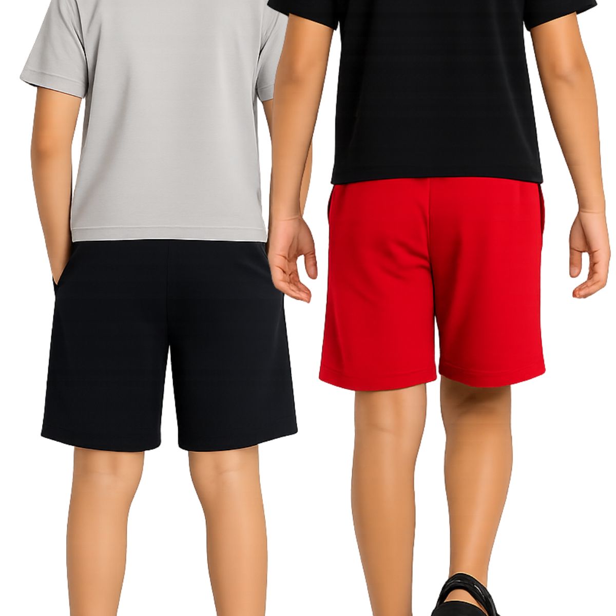 Kidello Boys Cotton Shorts Pack of 2 | Soft & Breathable | Regular Fit | Elastic Waist with Drawstring | Everyday Casual Shorts
