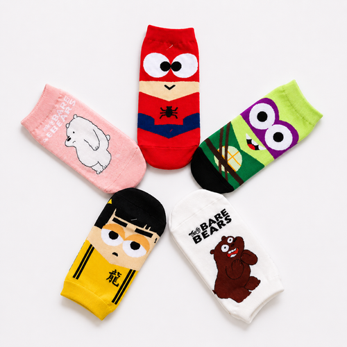 KIDELLO Kids Cartoon Ankle Socks – Pack of 5 Age 7-12 Years