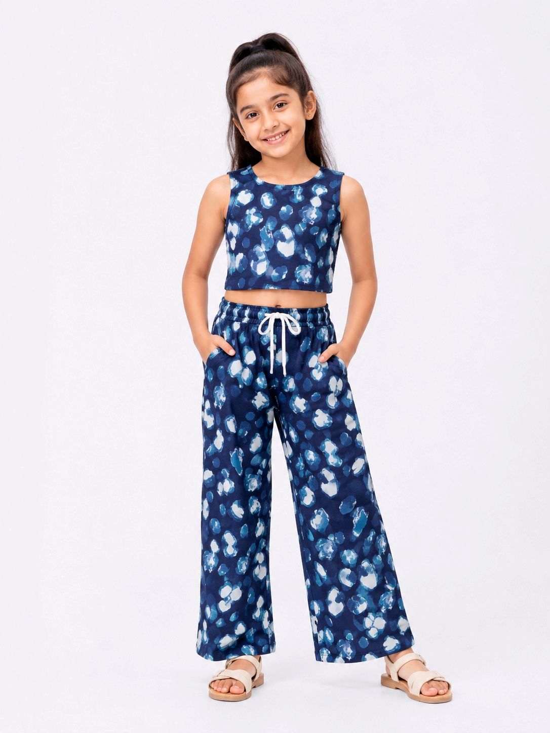 Kidello Girls Spun Printed Palazzo Pant | Soft Fabric | Wide Leg Casual Palazzo