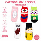 KIDELLO Kids Cartoon Ankle Socks – Pack of 5 Age 7-12 Years