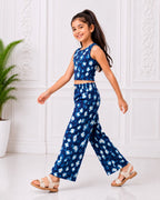 Kidello Girls Spun Printed Palazzo Pant | Soft Fabric | Wide Leg Casual Palazzo