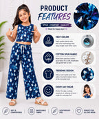 Kidello Girls Spun Printed Palazzo Pant | Soft Fabric | Wide Leg Casual Palazzo