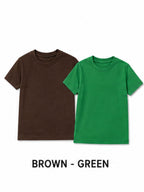 KIDELLO Boys Pure Cotton Round Neck T-Shirt | Soft Breathable Casual Wear for Kids | Regular Fit Half Sleeve Tee (Pack of 2)